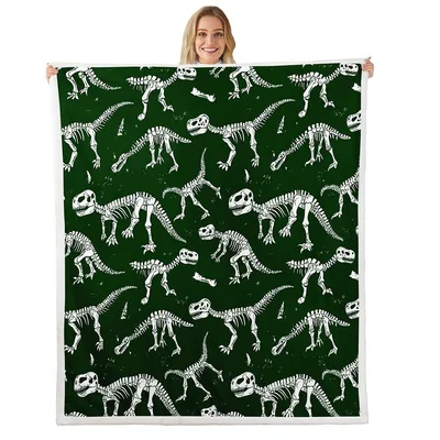 Dinosaur Skeleton Blanket: Fossil Pattern Throw for Prehistoric Fans