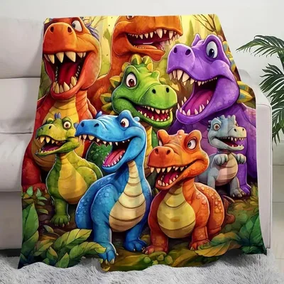 Cute Smiling Dinosaurs Blanket: A Group of Happy Prehistoric Friends
