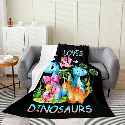 Colorful Dinosaurs Print Blanket: A Cute Dino Family Design for Kids