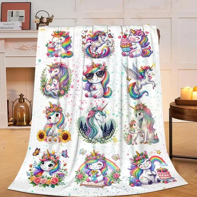 Unicorns and Rainbow Pattern Blanket