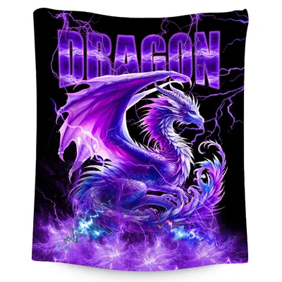 Purple Dragon Fantasy Art Blanket: Electric Purple Dragon Design