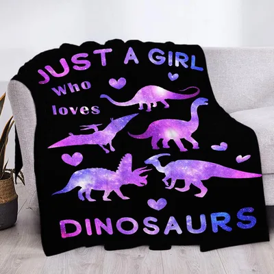 Just a Girl Who Loves Dinosaurs Blanket - Galaxy Dino Art
