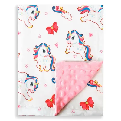Pastel Unicorns with Bows Blanket: Whimsical Horse Pattern for Kids