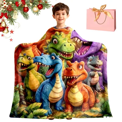 Cute Smiling Dinosaurs Blanket No. 2 for Young Explorers