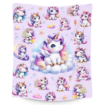 Cute Unicorns on Clouds Blanket: A Whimsical Fantasy Design for Kids