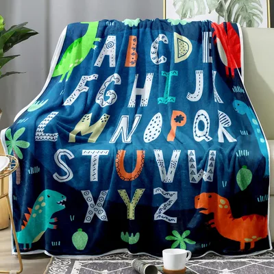 ABC Alphabet Letters Blanket featuring colorful dinosaur illustrations