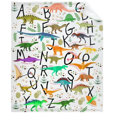 Dinosaur Alphabet Letters Pattern Blanket for Prehistoric Lovers