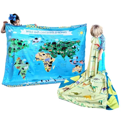 Dinosaur World Map Learning Blanket for Young Explorers