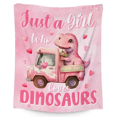 Just a Girl Blanket: Pink Dinosaur Truck Design for Kids