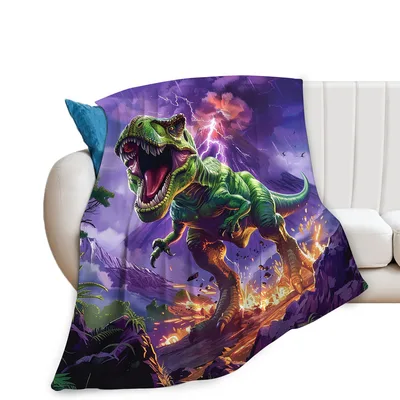 T-Rex Dinosaur Storm Scene Blanket