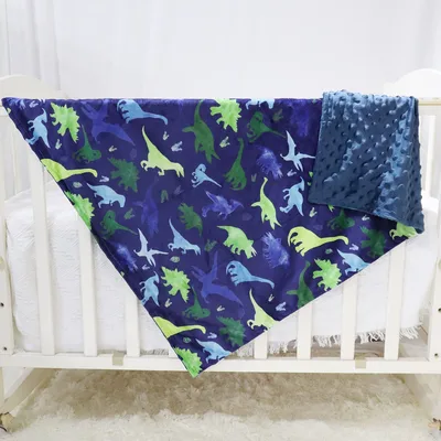 Dinosaur Pattern Navy Blanket: Prehistoric Silhouettes on Deep Blue
