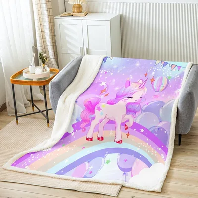 Unicorns on Rainbow Bridge Blanket