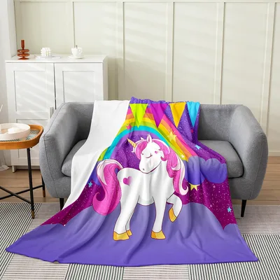 Rainbow Unicorn Sparkle Blanket: A Magical Cartoon Design for Kids