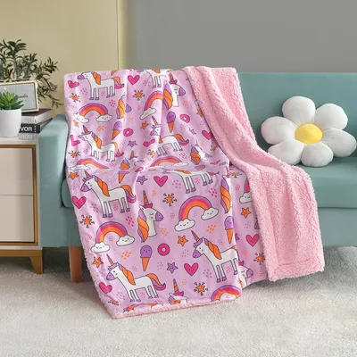 Unicorn and Rainbow Pattern Blanket for Magical Kids