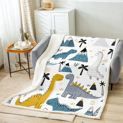 Dinosaur and Palm Pattern Blanket: Prehistoric Fun for Kids