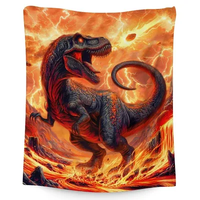 T Rex Dinosaur in Fire Blanket: Fiery T-Rex Art for Kids