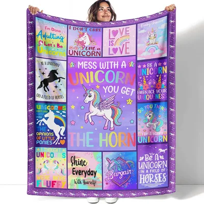 Unicorn Quotes Inspirational Blanket features 'Mess
