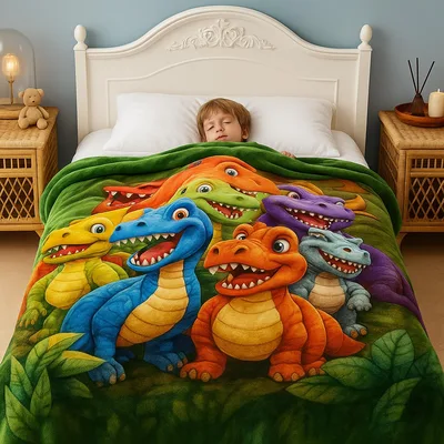 Cute Smiling Dinosaurs Blanket