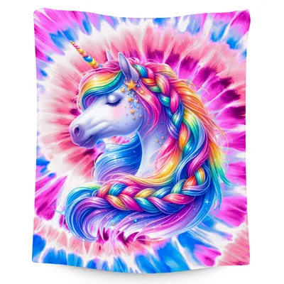 Rainbow Braided Unicorn Tie Blanket: Magical Rainbow Mane Design