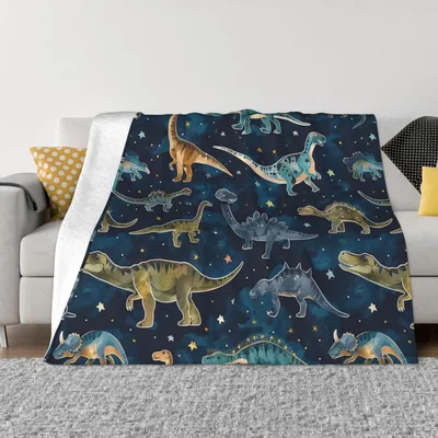 Dinosaurs in Starry Night Blanket