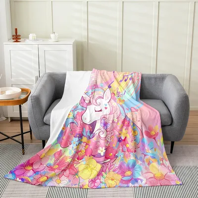 Unicorn with Flowers Blanket: A Magical Floral Print for Dreamy Nights