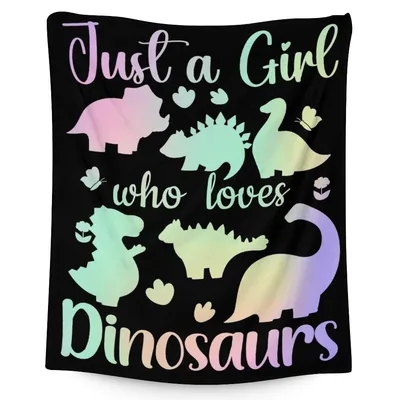 Just a Girl Blanket: Pastel Dinosaur Silhouette Design for Fans