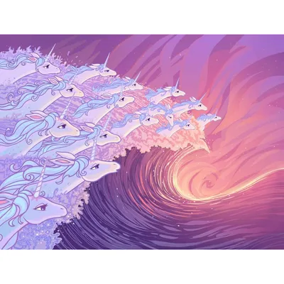 Unicorns Swimming in Pastel Blanket: A Magical Ocean Scene
