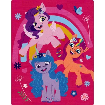Pastel Ponies with Rainbow Blanket: A Bright Pink Equestrian Design