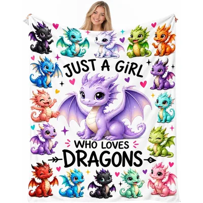 Just a Girl Blanket: Cute Dragon Lovers Design
