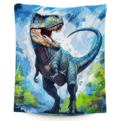 Tyrannosaurus Rex Painting Blanket: Artistic Dinosaur Throw
