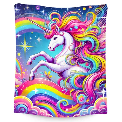Rainbow Unicorn Clouds Blanket: A Magical Fantasy Print