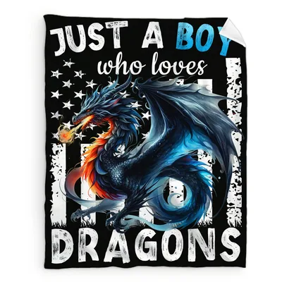 Just a Boy Who Loves Dragons Blanket: Blue Dragon Art
