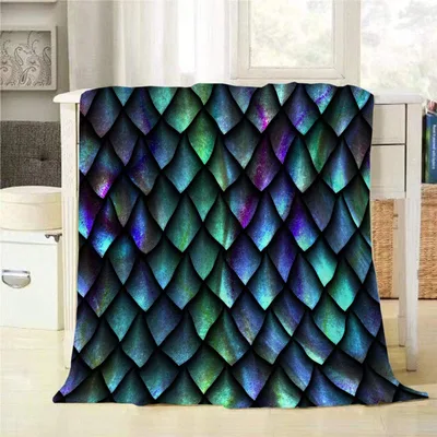 Iridescent Dragon Scales Blanket: Shimmering Reptile Texture Throw