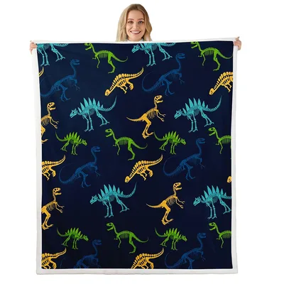 Colorful Dinosaur Skeleton Pattern Blanket for Prehistoric Lovers