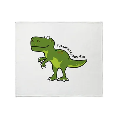 Cartoon Tyrannosaurus Rex Blanket: Friendly Green Dinosaur Design