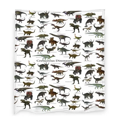 Cretaceous Dinosaurs Pattern Blanket: Scientific Illustration Throw