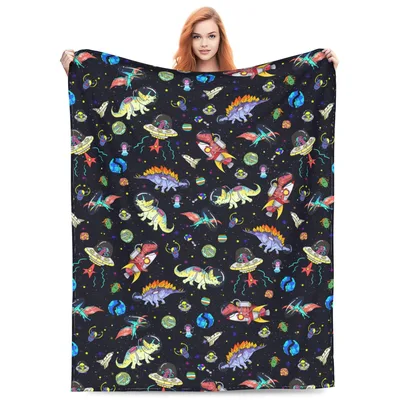 Space Dinosaurs Pattern Blanket: Cosmic Dinos and Aliens