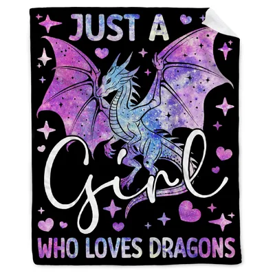 Just a Girl Blanket: Galaxy Dragon Design for Fantasy Lovers