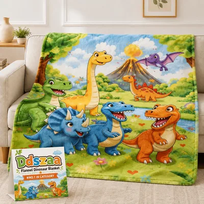 Cute Cartoon Dinosaur Adventure Blanket for Prehistoric Lovers