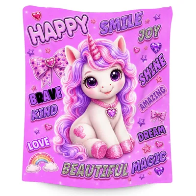 Happy Smile Unicorn Beautiful Blanket: Sparkling Pink Magic Design