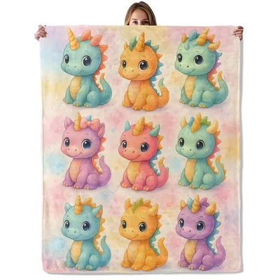Cute Baby Dragon Pattern Blanket