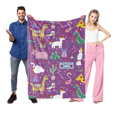 Dinosaur Unicorn Animal Pattern Blanket for Kids and Cozy Nights