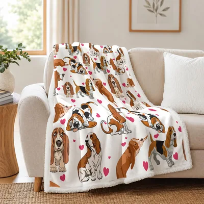Basset Hound Blanket: Dogs Sprawled Across Hearts