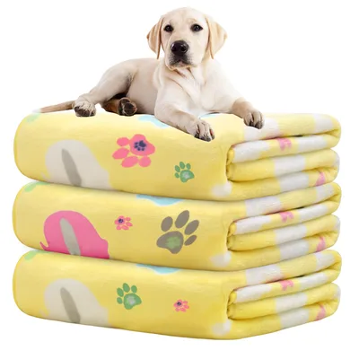 Yellow Paw Print Pet Blanket for Dog Lovers and Their Furry Friends