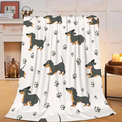 Dachshund Pattern with Paw Blanket for Wiener Dog Lovers