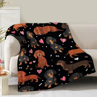 Weiner Dog Blanket: Dachshunds in Black and Tan