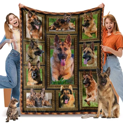Shepherd Dog Lover Blanket: German Shepherd Photo Collage