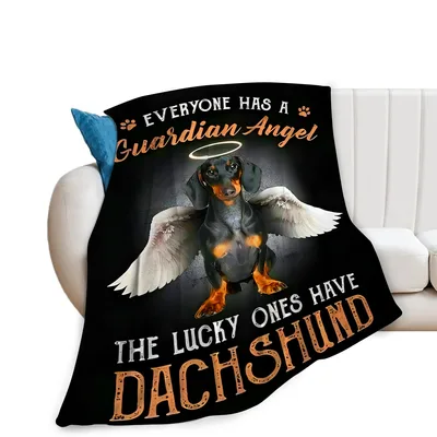 Dachshund Dog Mom Blanket: A Guardian Angel Pup