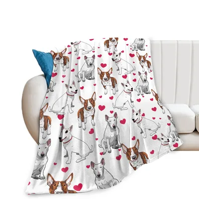 Bull Terrier Blanket: White Dogs, Brindle Dogs, Hearts