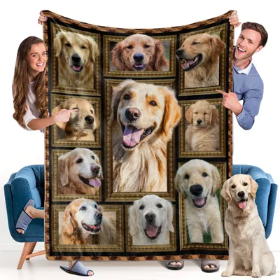 Golden Retriever Dog Photos Blanket for Dog Lovers